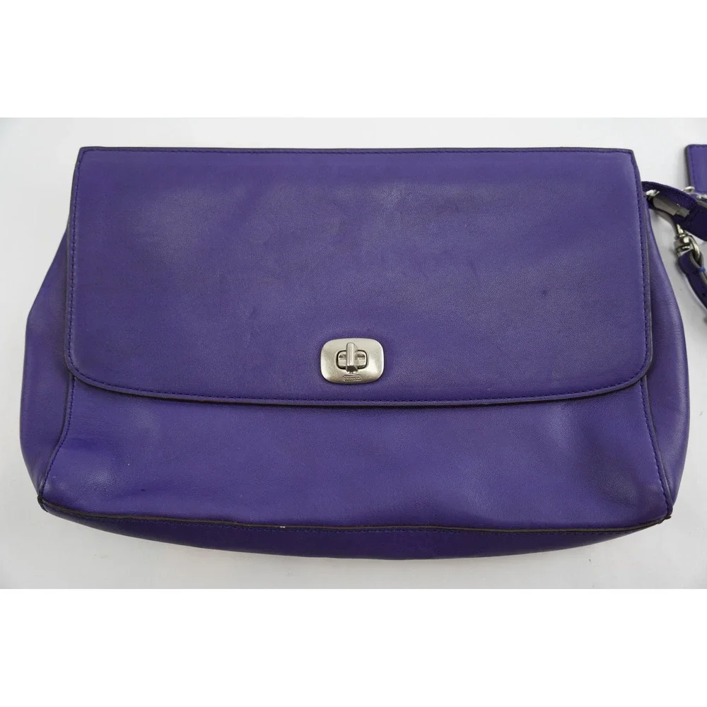 Coach Legacy Penny Leather Flap Clutch 49375 Midnight Purple Small Bag New Other - Picture 2 of 9
